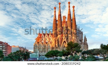 BARCELONA, SPAIN - FEBRUARY 10, 2016: Sagrada Familia basilica in Barcelona. The Antoni Gaudi masterpiece has become a UNESCO World Heritage Site in 1984. Royalty-Free Stock Photo #2080319242