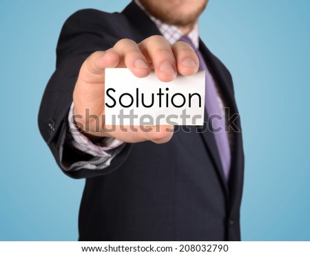 business man show card with Solution text