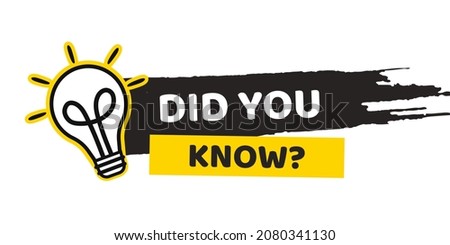 Did You Know banner design with light bulb and rays. Logo label design. Vector illustration Royalty-Free Stock Photo #2080341130