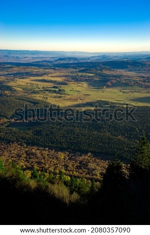 view of the Chaine des Volcans d'Auvergne in Puy-de-Dome in autumn Royalty-Free Stock Photo #2080357090