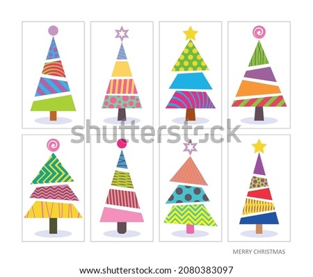 Creative abstract funny christmas trees vector set