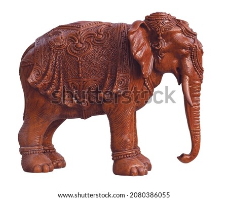Brown Elephant statue isolated on white background, Beautiful sculpture for decoration