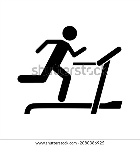Treadmill icon. vector illustration. Exercise machine. Contour symbol on white background