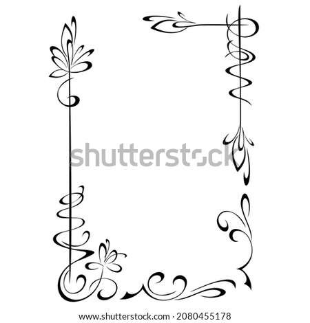 decorative rectangular frame with stylized flowers and vignettes. graphic decor Royalty-Free Stock Photo #2080455178