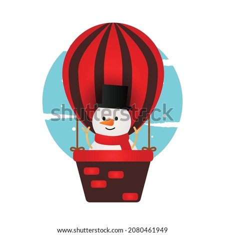 Cartoon snowman in balloon design