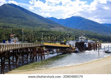 Ferry terminal on Kootenay Lake in Balfour, British Columbia, Canada. Royalty-Free Stock Photo #2080488574