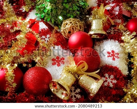 Christmas decoration. Colorful for Christmas with red, gold, white and green. Cheers!