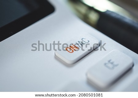 Close white calculator button business concept photo