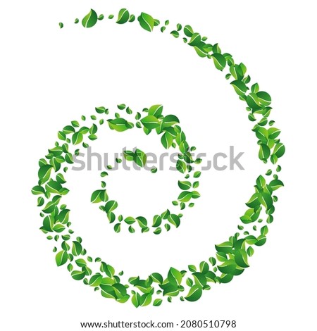 Lime Foliage Organic Vector White Background. Tree Leaf Backdrop. Grassy Greens Wind Brochure. Leaves Blur Branch.