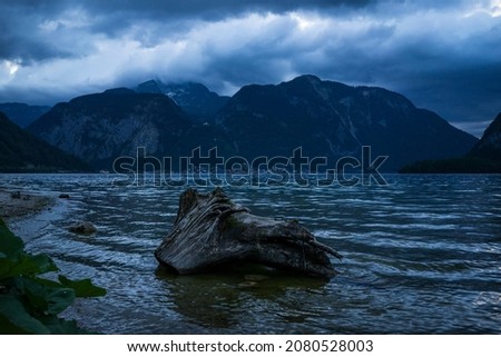 Beautiful nature and landscape at Hallstat in Upper Austria. Nice evening in the mountains close the lake.