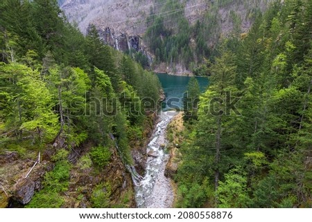 Gorge Creek at Gorge overlook Trail at North Cascades National Park in Washington State during Spring. Royalty-Free Stock Photo #2080558876