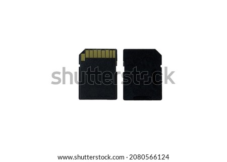 Front and back memory card on white background