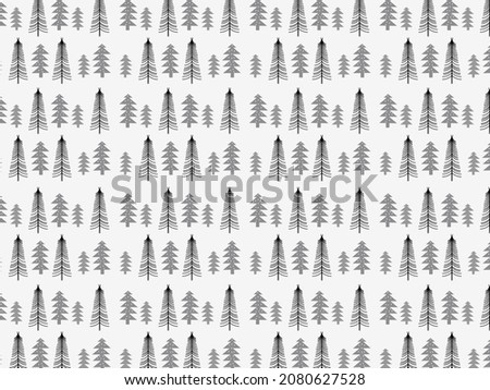 Winter graphic seamless pattern with christmas trees. The design used for printing, background, gift wrapping, baby clothes, textile, vector illustration