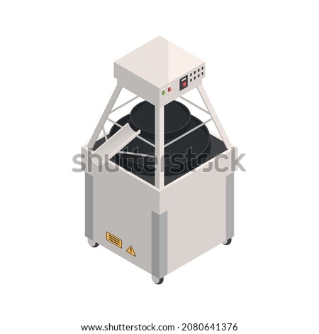 Bakery confectionery pizza isometric composition with isolated image of cooking appliance vector illustration