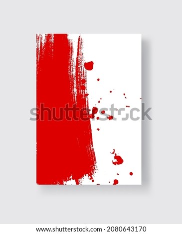 Red ink brush stroke on white background. Japanese style. Vector illustration of grunge stains
