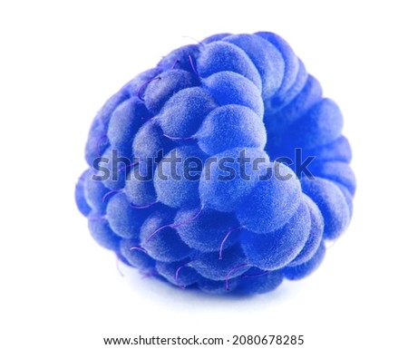 The blue raspberry berry is isolated on a white background. Full clipping path. Royalty-Free Stock Photo #2080678285