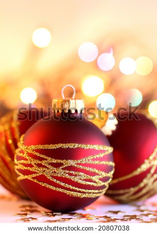 Xmas balls and lights as a background Royalty-Free Stock Photo #20807038