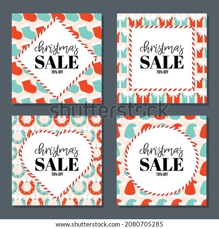 Flat illustration for christmas social media posts collection set in isolated vector 