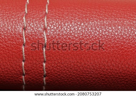 decorative seam made of light cord on natural aniline leather