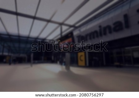 Passenger departure terminal empty, blurred background Royalty-Free Stock Photo #2080756297