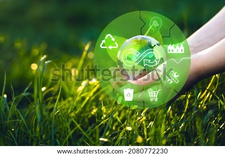 Eliminate waste and pollution. Circular economy concept. Sharing, reusing,repairing,renovating and recycling existing materials and products as much possible.   Royalty-Free Stock Photo #2080772230