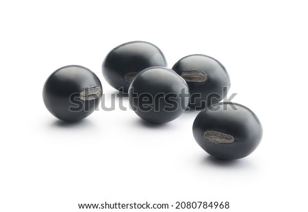 Close up of organic green kernel black bean isolated on white - Clipping path included Royalty-Free Stock Photo #2080784968