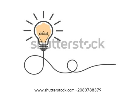 An incandescent lamp with a wire, as a concept to illustrate the idea. Flat design.