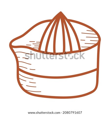 Line Ceramic juicer, earthenware dish, handmade clay dishes.   Hand drawn vector illustration in doodle style. Isolated element on a white background.