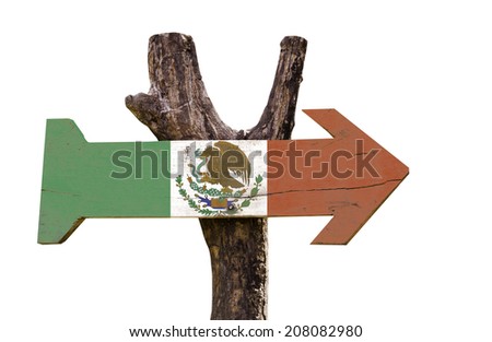Mexico wooden sign isolated on white background