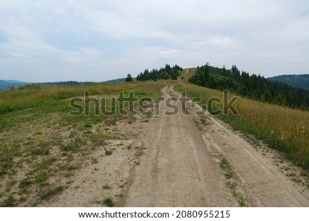 Dirt road in Carpathian Mountains, Ukraine Royalty-Free Stock Photo #2080955215