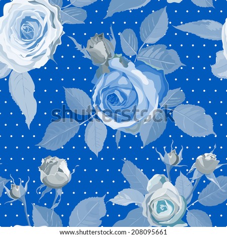 Luxurious color seamless pattern with roses. Vector illustration.