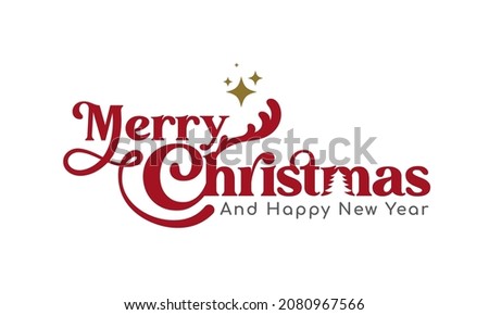 Merry christmas and Happy New Year. Lettering design card template. Vector Illustration Royalty-Free Stock Photo #2080967566