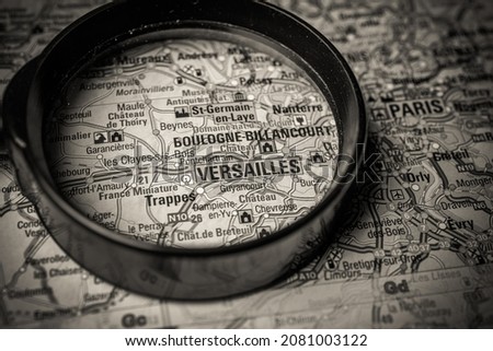 Versailles on map of Europe background