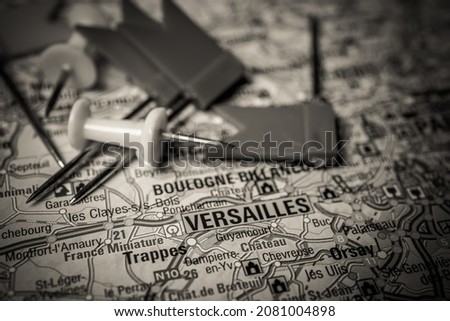 Versailles on map of Europe background