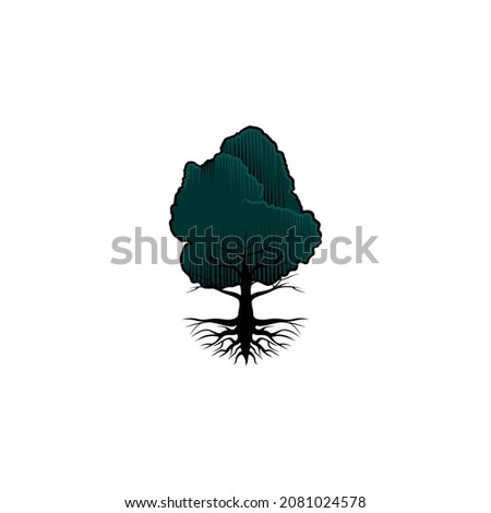 Big lush tree logo. towering tree alone