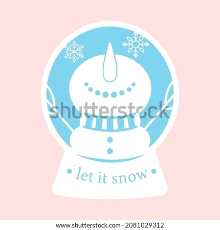 Christmas  snow globe with snow man.  Laser cut. Silhouette vector illustration. Perfect for the laser cut, plotter and screen printing.