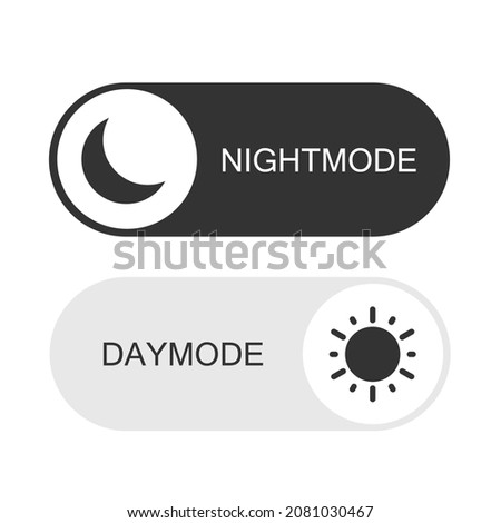 Day and Night Mode Switcher. On Off Switch Element for Mobile App, Web Design, Animation. Light and Dark Royalty-Free Stock Photo #2081030467