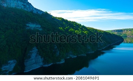 canyon river islands cliff top view