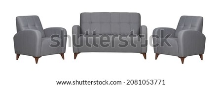 Isolated grey Leather and Fabric Office Armchair Royalty-Free Stock Photo #2081053771