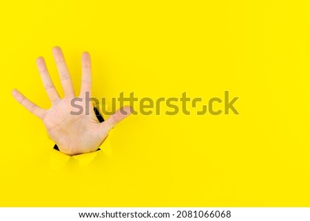 Woman hand showing number gesture isolated over pastel yellow background in studio. Copy space for advertisement. With place for text or image, promotional content. Advertising area, workspace mock up