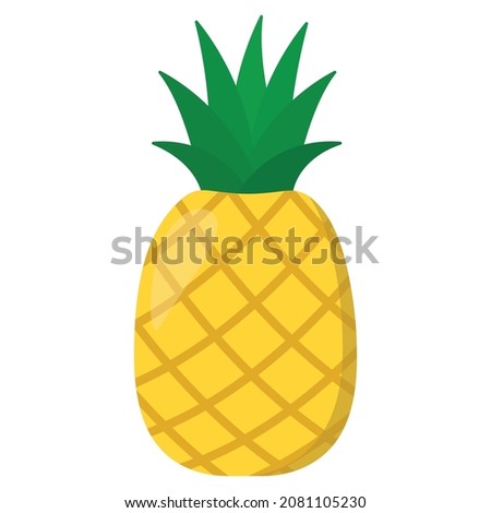 Animation cartoon Pineapple Icon clip art vector illustration design for kids and children books for learning fruits and alphabet