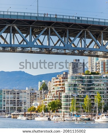 Granville Bridge and Downtown Vancouver, British Columbia, Canada. Street view, travel photo, selective focus.