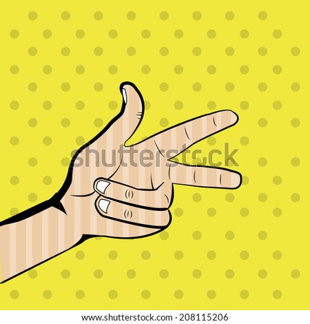a hand expression in a yellow background