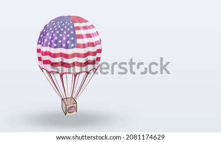 3d parachute America flag rendering left view