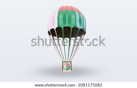 3d parachute Madagascar flag rendering front view