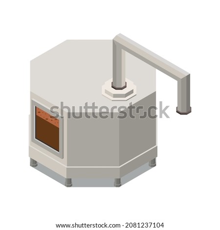 Chocolate production isometric composition with isolated image of industrial appliance vector illustration