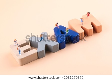 English vocabulary test and various students Royalty-Free Stock Photo #2081270872