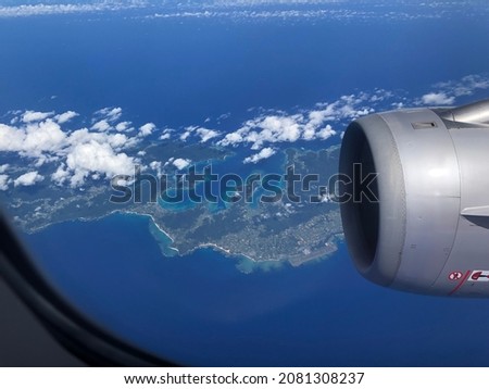 This is a picture of Okinawa Prefecture in Japan taken from an airplane.