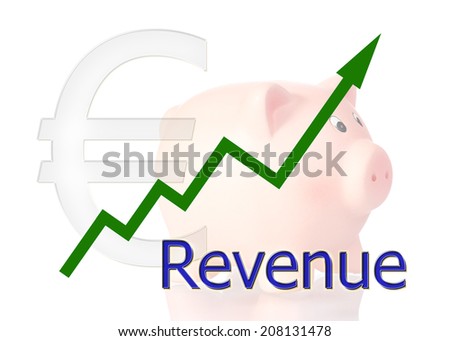 green diagram upwards revenue with piggy bank