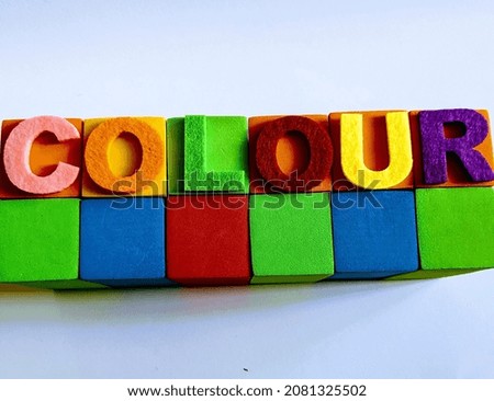 Colorful rectangular shape blocks with colour words
